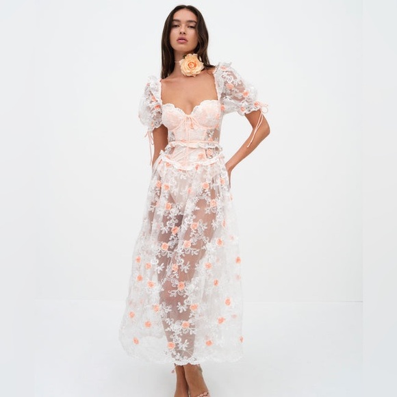 NWT | For Love & Lemons Tessa Midi Dress Size S - Picture 2 of 4